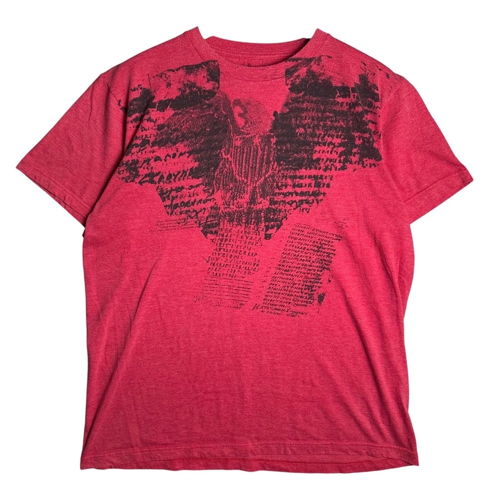 Helix Mens Red Heather Eagle Graphic Script T-Shirt Large Short Sleeve Crew Neck